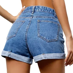 Women 2025 Summer Denim Shorts Trendy High Waisted Ripped Distressed Jean Shorts Stretchy Casual Fashion Jean Shorts