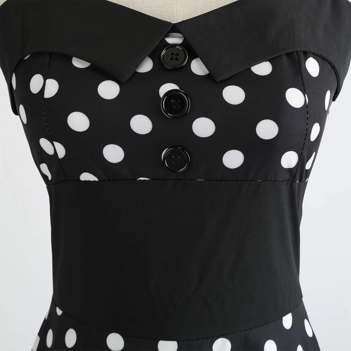 Women 50s Vintage Polka Dot Halter Cocktail Swing Dress Buttons Floral 1950s Rockabilly Audrey Hepburn Prom Tea Party Dress