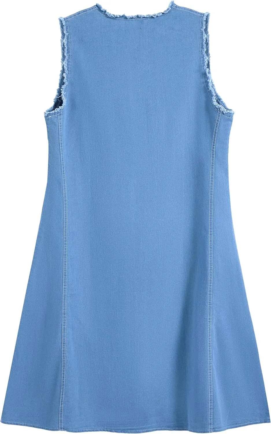 Women Casual Sleeveless Denim Dress Summer V Neck A Line Plus Size Flowy Beach Jean Maxi Tank Sun Dress