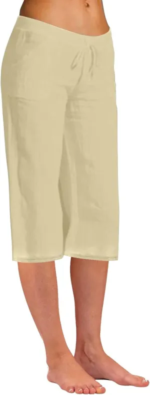 Women Cotton Linen Summer Boho Pants High Waist Ankle Length Plus Size Trouser Travel