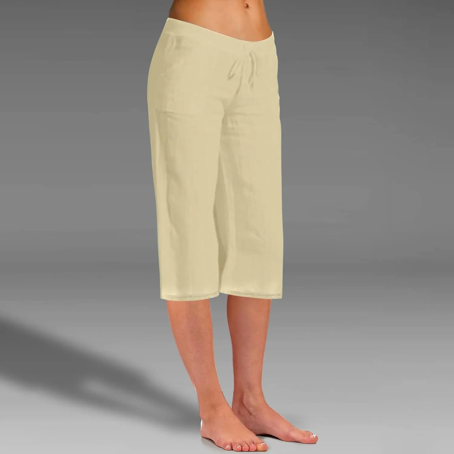 Women Cotton Linen Summer Boho Pants High Waist Ankle Length Plus Size Trouser Travel