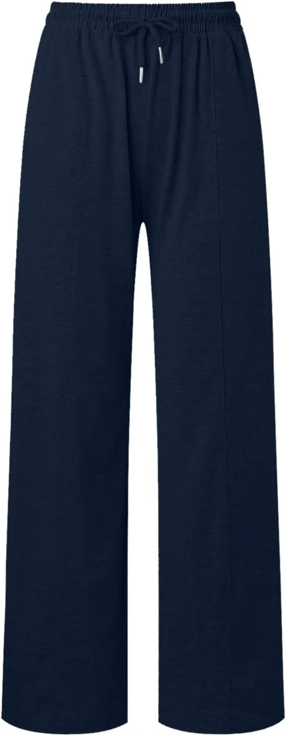 Women Cotton Linen Summer Boho Pants High Waist Ankle Length Plus Size Trouser Travel