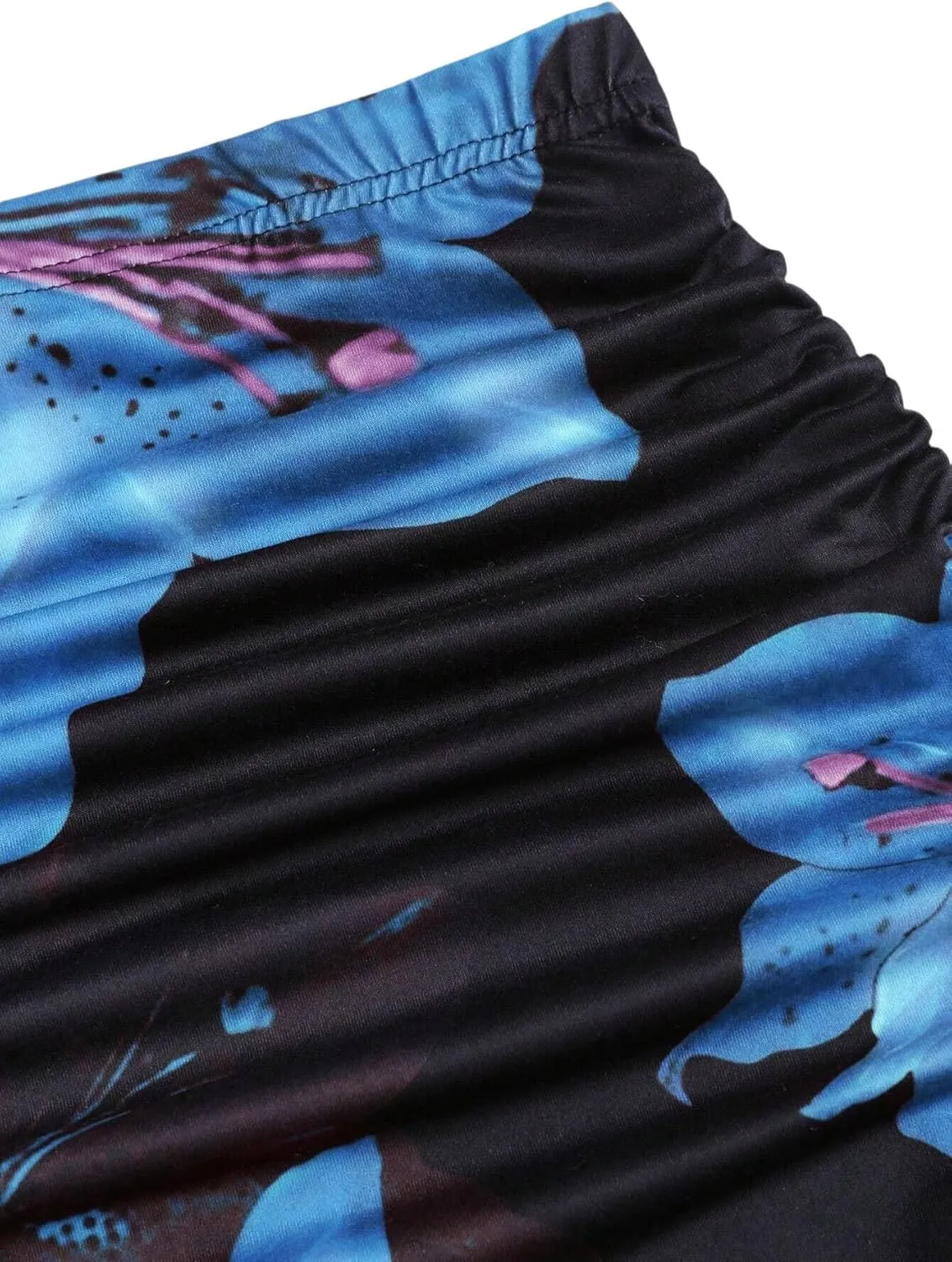 Women Floral Midi Skirt Print Mermaid Long Skirt Pleated Maxi Skirt Summer