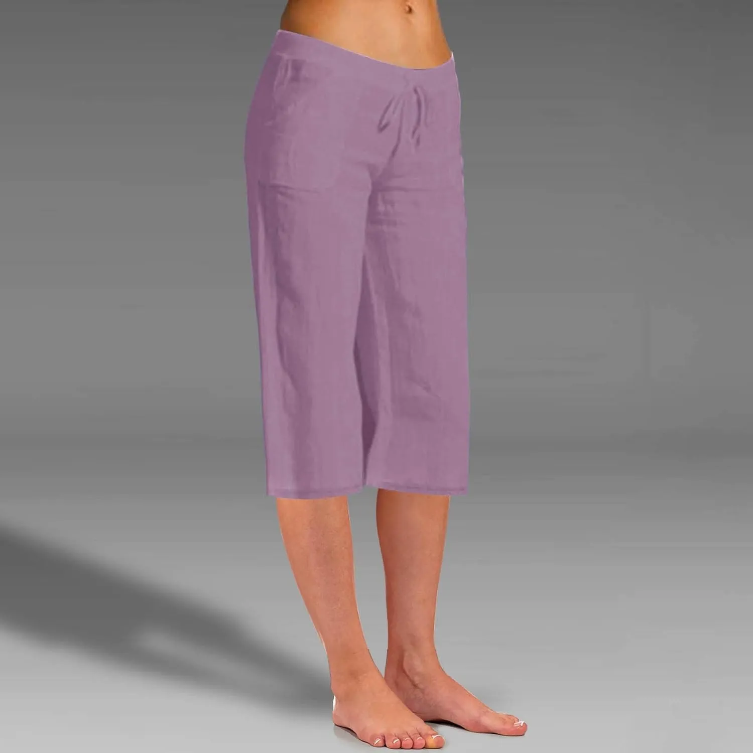 Women Linen Summer Y2K Streetwear Pants Elastic Waisted Baggy Stretchy Plus Size Trousers Travel