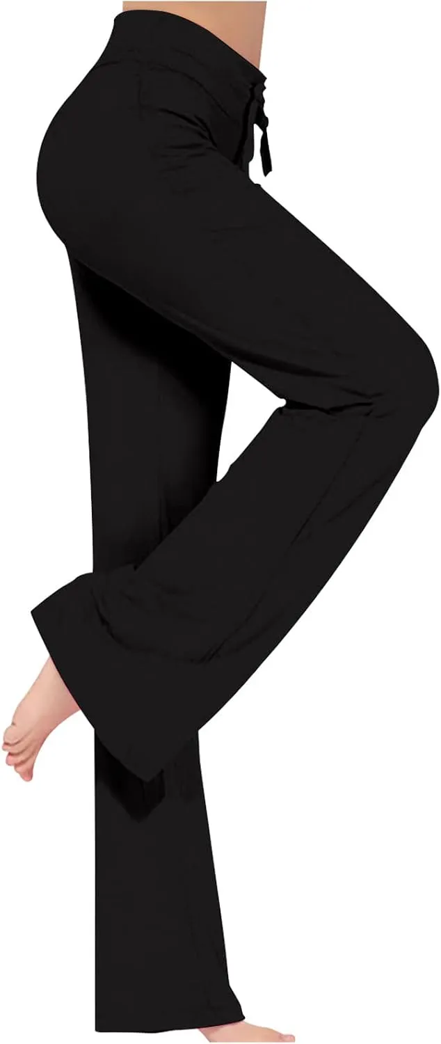 Women's Baggy Flared Pants Loose High Waist Wide Leg Pants Workout Out Leggings Casual Trousers Yoga Gym Pants