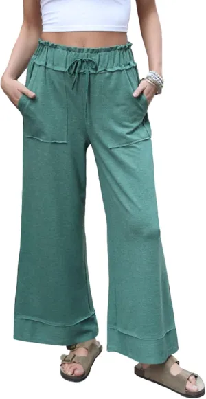 Women's Baggy Wide Leg Pants High Waist Drawstring Palazzo Lounge Sweatpants with Pockets