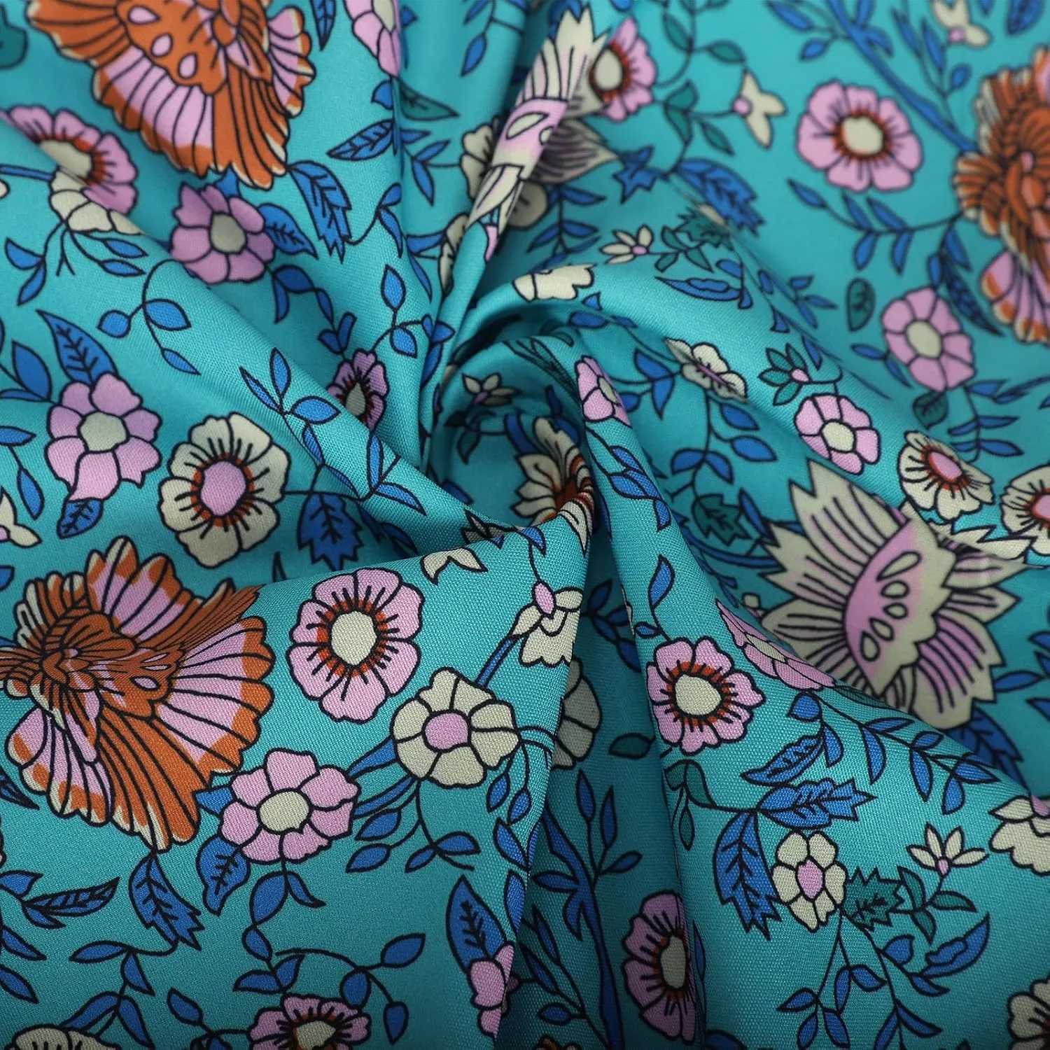 Women's Bohemia Maxi Dress Warp V Neck Floral Print Casual Loose Ruffle Short Sleeve Vacation Long Dress with Belt