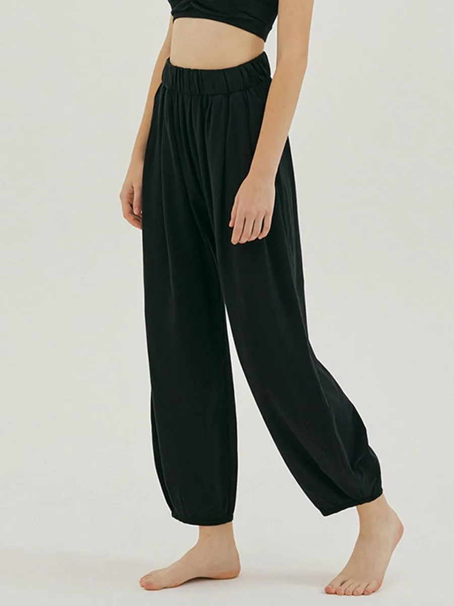 Women's Capri Pants with Pockets Drawstring High Waist Pants Flax Ankle Trousers Wide Leg Cropped Pants for Women