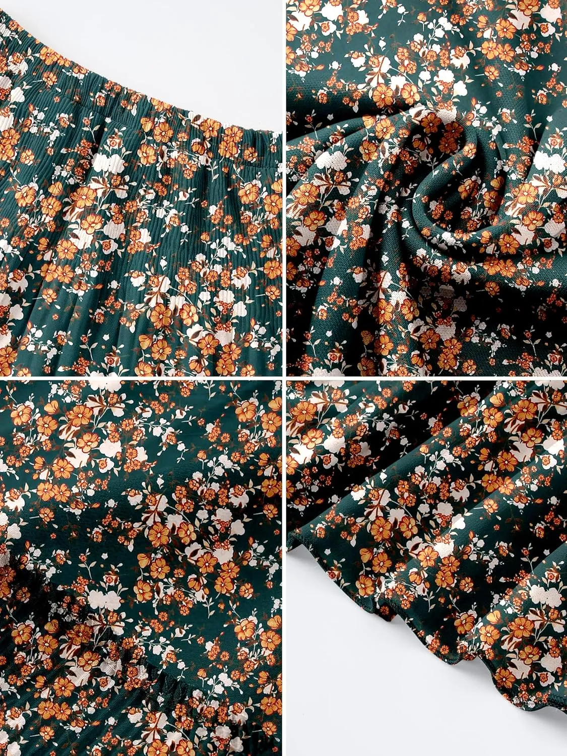 Womens Chiffon Long Skirt Elastic High Waist Floral Maxi Skirts Tiered Pleated A Line Boho Flowy Long Skirts