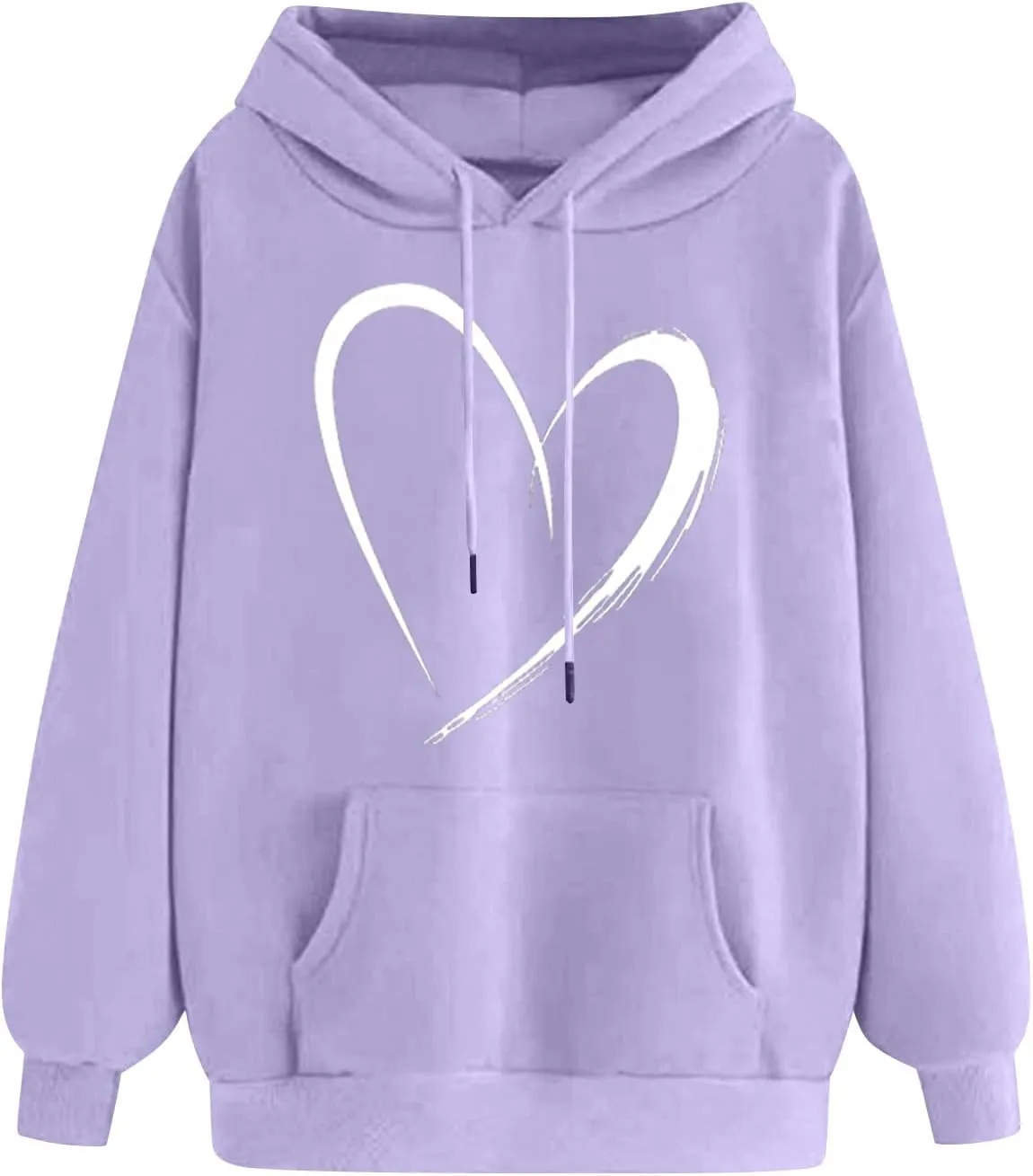 Womens Cute Heart Hoodies Graphic Pullover Fall Fashion Hooded Drawstring Sweatshirt Teen Girls Long Sleeve Sweater