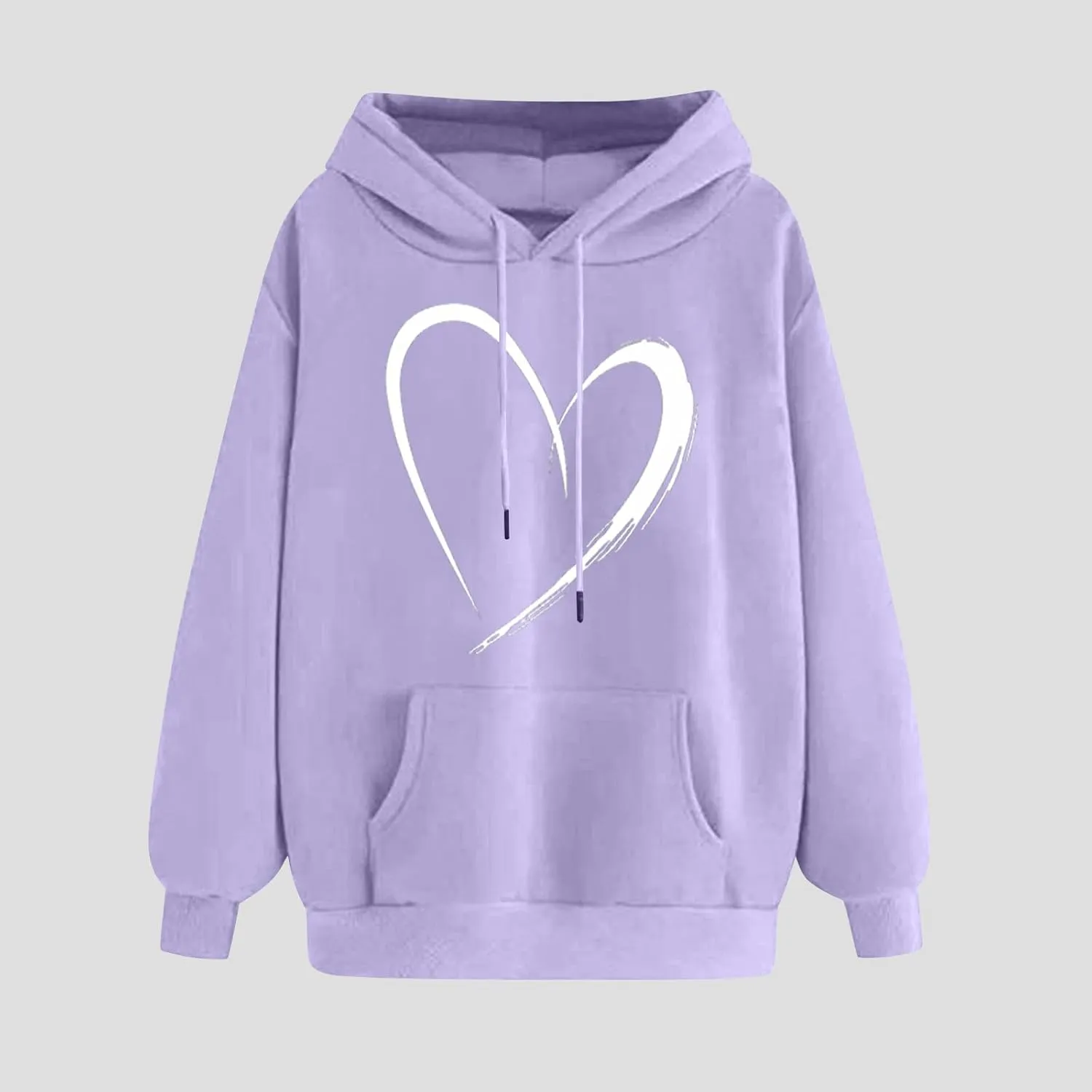 Womens Cute Heart Hoodies Graphic Pullover Fall Fashion Hooded Drawstring Sweatshirt Teen Girls Long Sleeve Sweater
