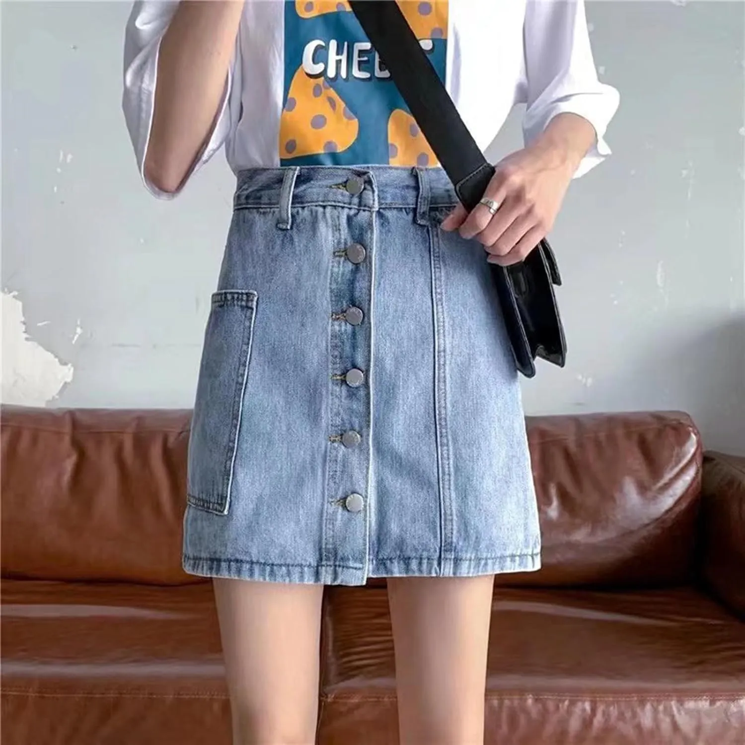 Women's Denim Shorts High Waisted Irregular Design A Line Skorts Shorts Wide Leg Slim Fit Baggy Jeans Shorts with Pockets