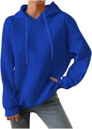 Womens Fashion Fall Sweatshirt Oversized Hoodie Casual Long Sleeve Pullover Knit Hooded Sweatshirts with Pocket S-3XL
