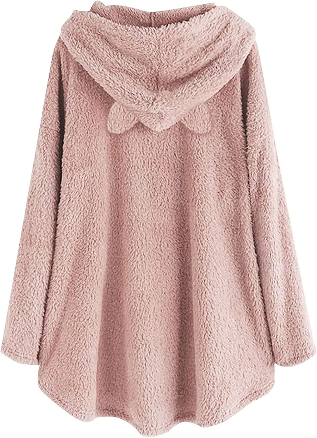 Women's Fuzzy Fleece Oversized Hoodies Cat Ear Hooded Pullover Sweatshirts Cute Owl Print Winter Warm Coats Tops