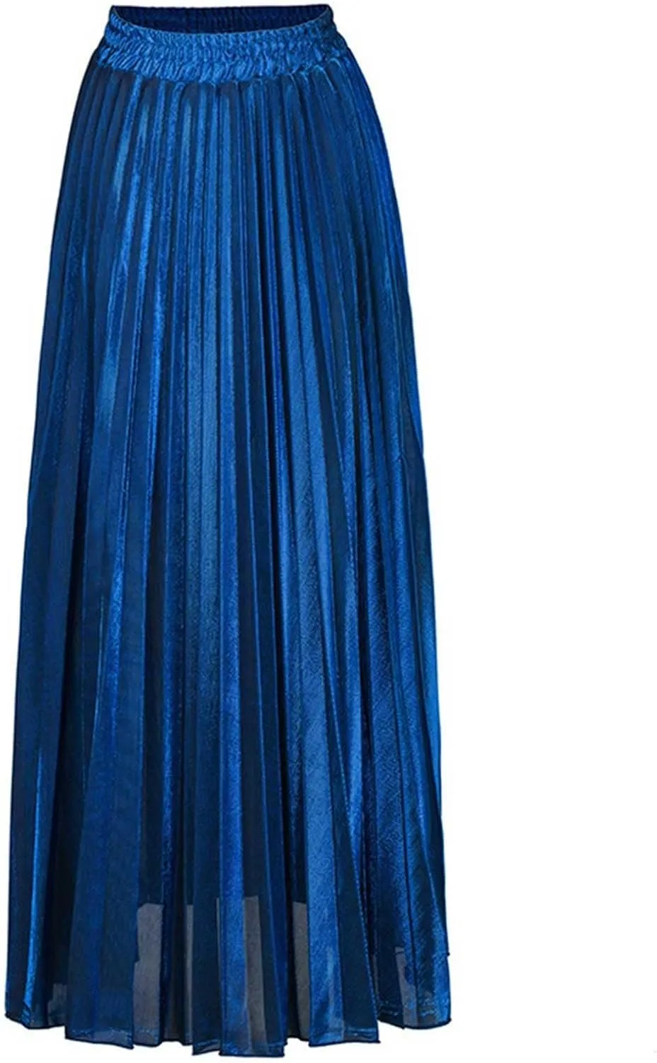 Womens High Elastic Waist Skirt Pleated A Line Swings Midi Velvet Skirts Women's Velvet Pleated Midi Skirt