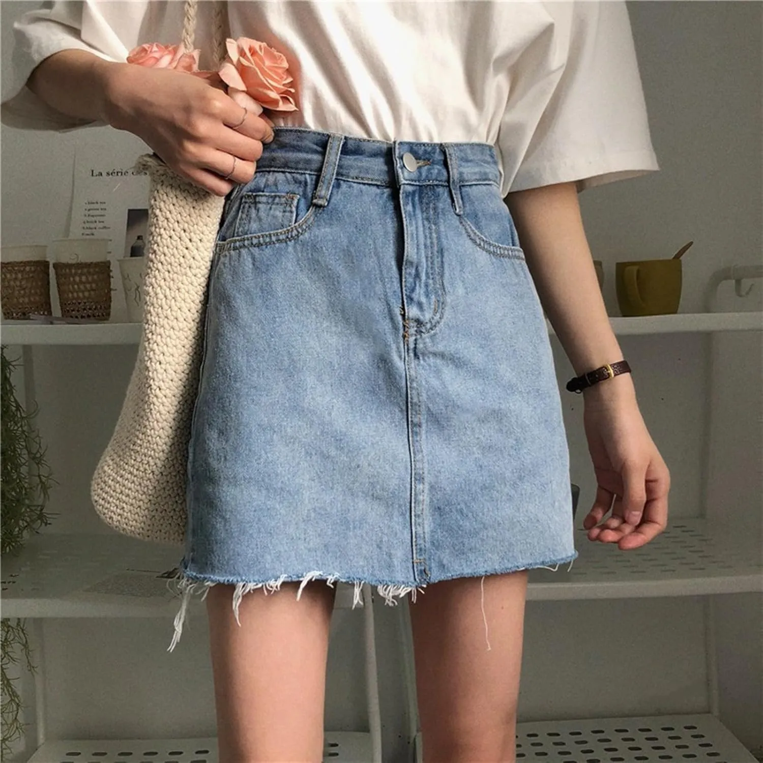 Womens High Waisted Denim Shorts Button Mini Casual Stretchy Summer Jeans Hem Skirt Shorts with Pockets 2025