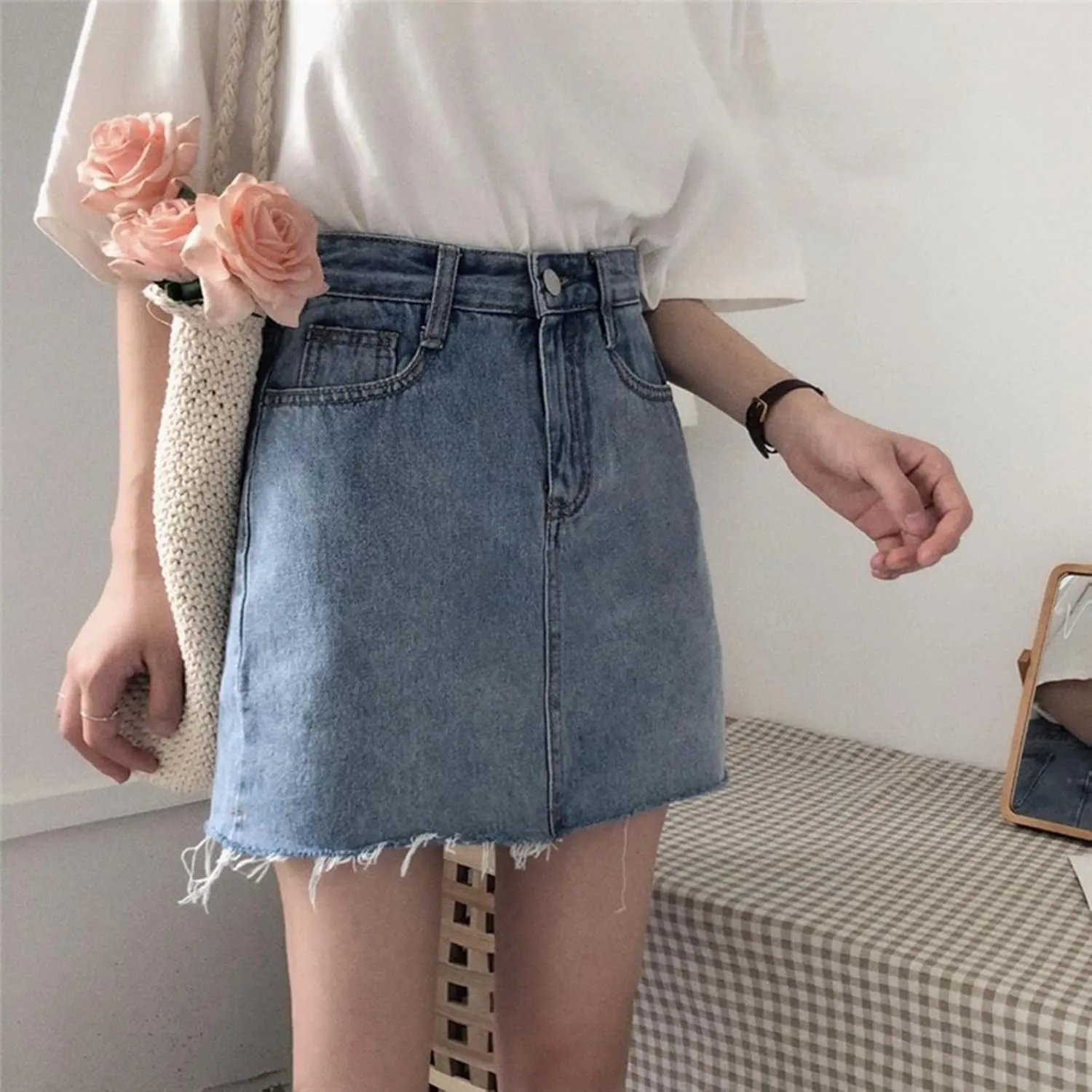 Womens High Waisted Denim Shorts Button Mini Casual Stretchy Summer Jeans Hem Skirt Shorts with Pockets 2025