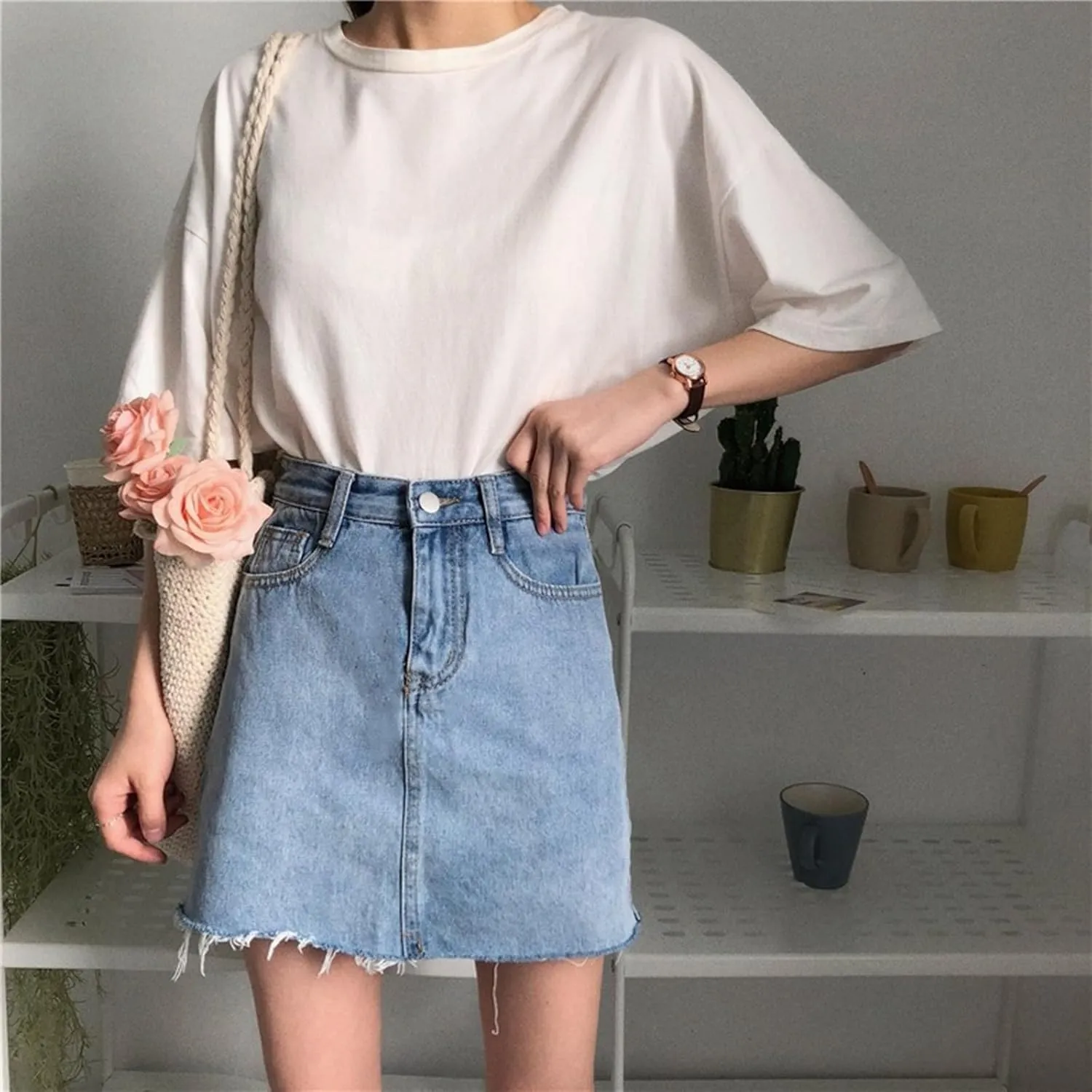 Womens High Waisted Denim Shorts Button Mini Casual Stretchy Summer Jeans Hem Skirt Shorts with Pockets 2025
