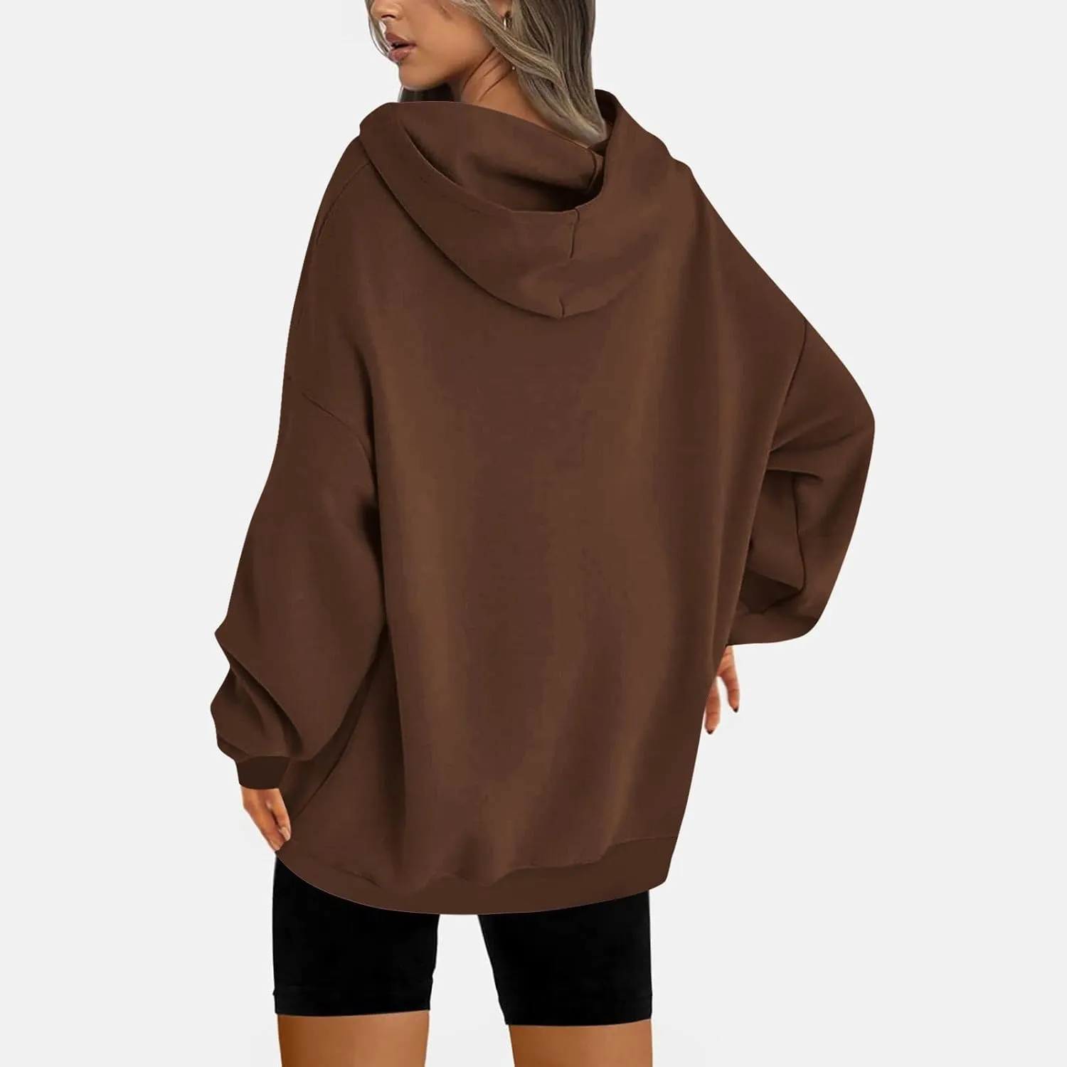 Women's Hoodies Oversized Casual Plus Size Sweatshirts with Drawstring Crew Neck Long Sleeve Cute Fleece Tops