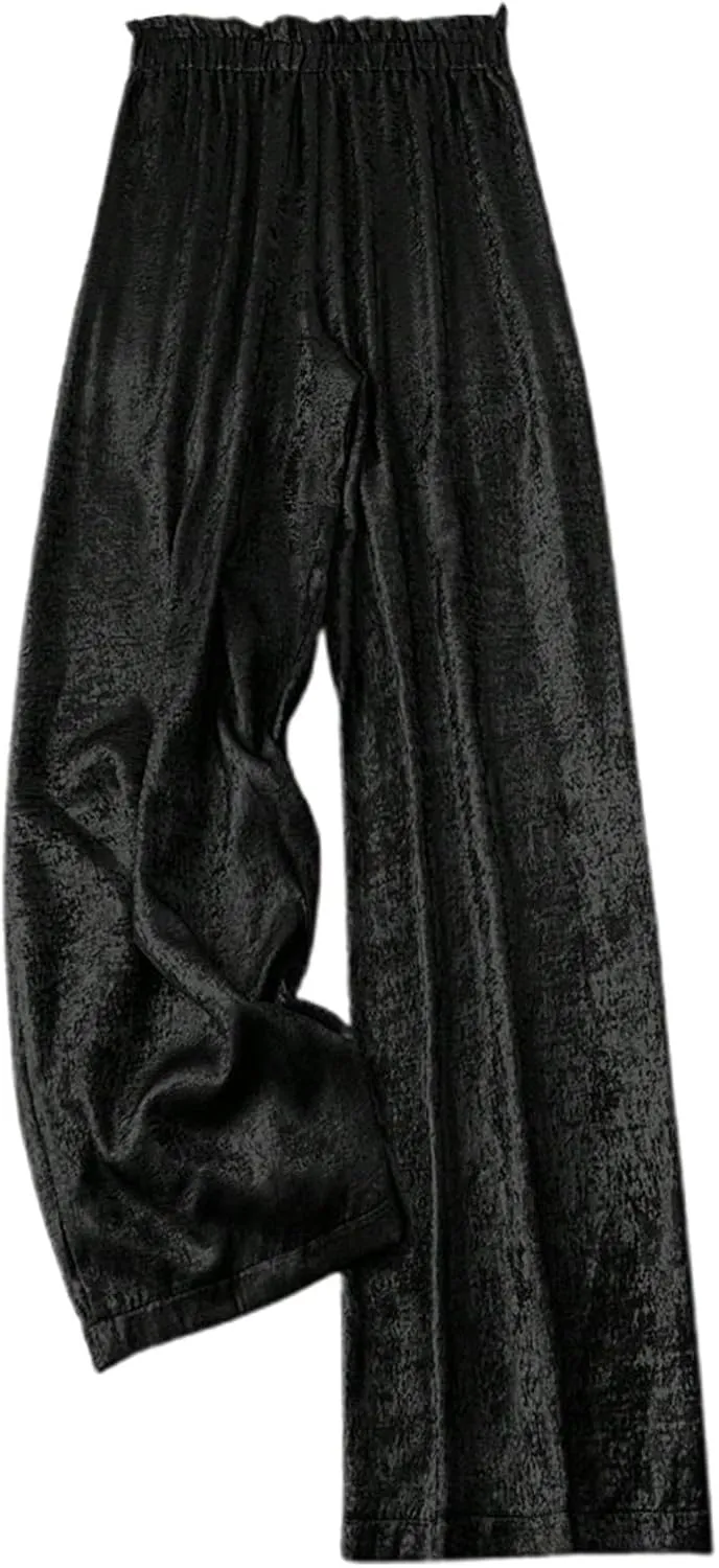 Women's Linen Baggy Pants Summer Casual Vacation High Waist Straight Leg Trousers Trendy Beach Pant