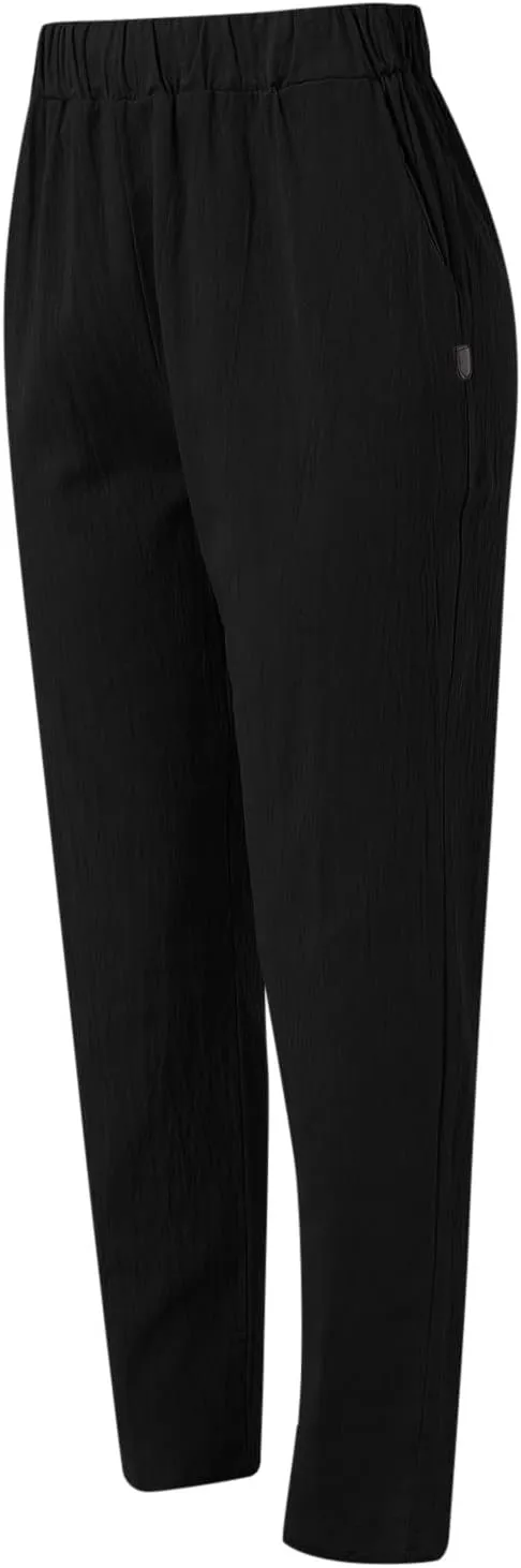 Womens Linen Summer Letter Patched Pants Elastic Waisted Stretchy Straight Plus Size Pant Trousers Vacation