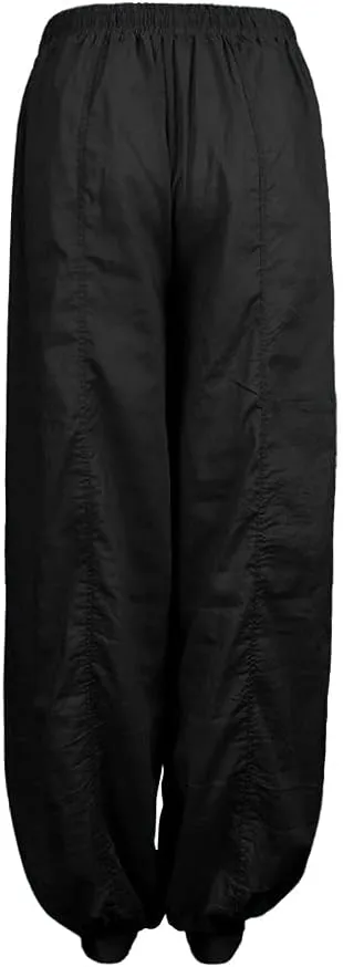 Womens Linen Summer Loose Pants High Waist Ankle Length Slim-Fit Trousers Work Business