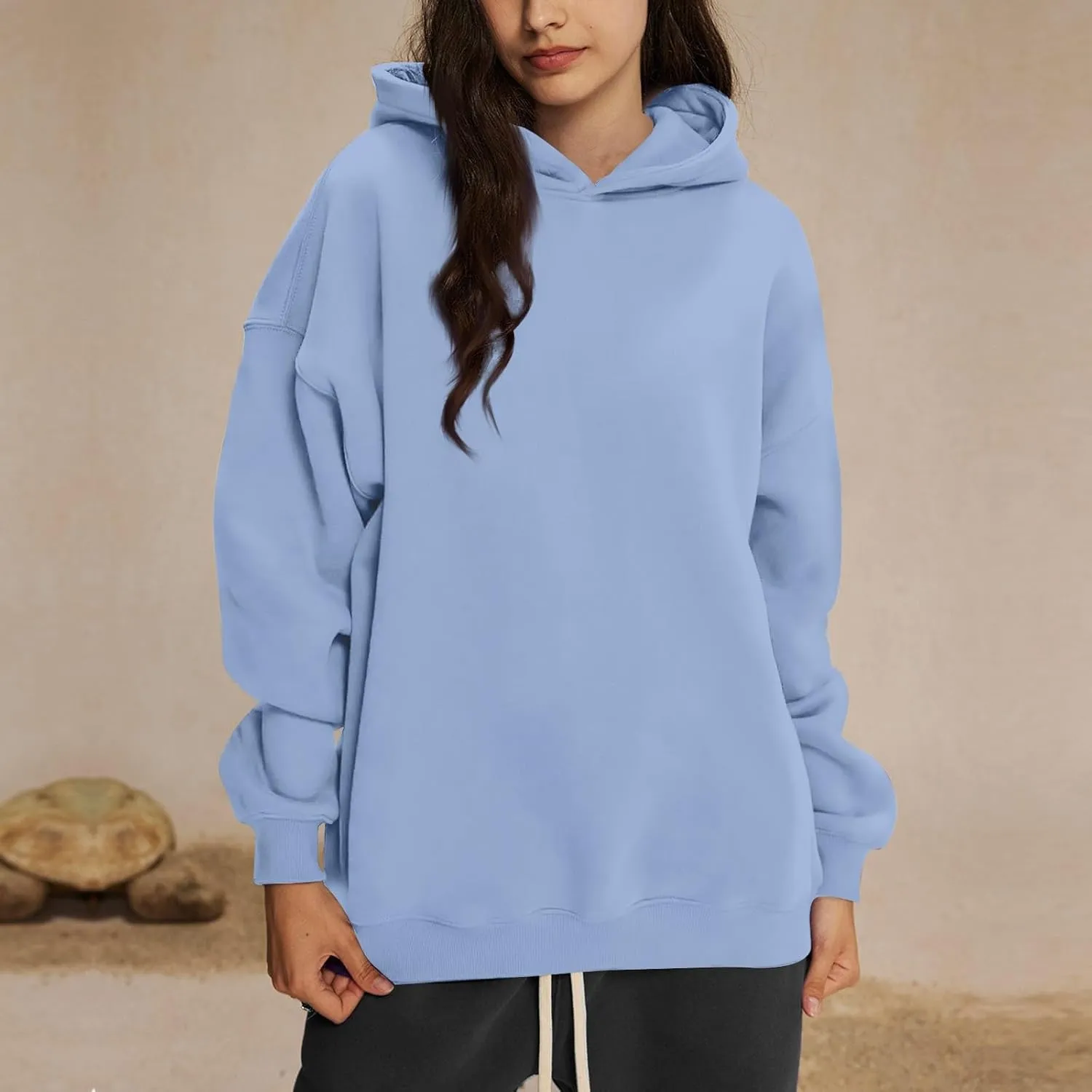 Womens Oversized Hoodies Pullover Comfy Fleece Lined Hooded Sweatshirts Drop Shoulder Winter Sweaters Y2k Hoodie