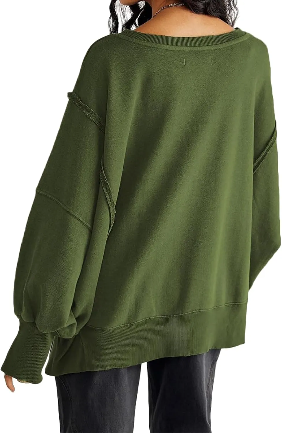 Womens Oversized Sweatshirts Crewneck Tunic Top Casual Loose Hoodie Solid Pullover Sweaters Trendy Preppy Cothes