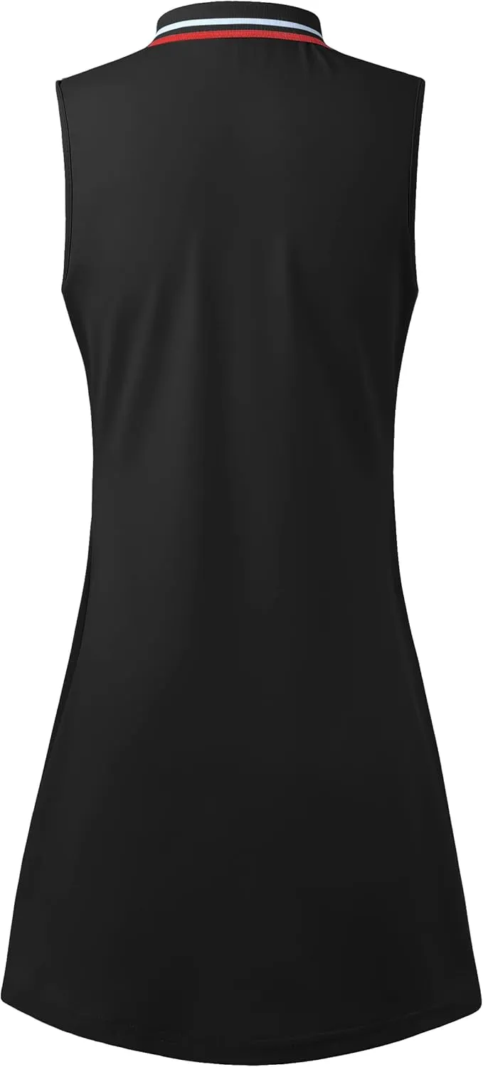 Womens Sleeveless Golf Tennis Dresses with Inner ShortsPockets for Workout Exercise