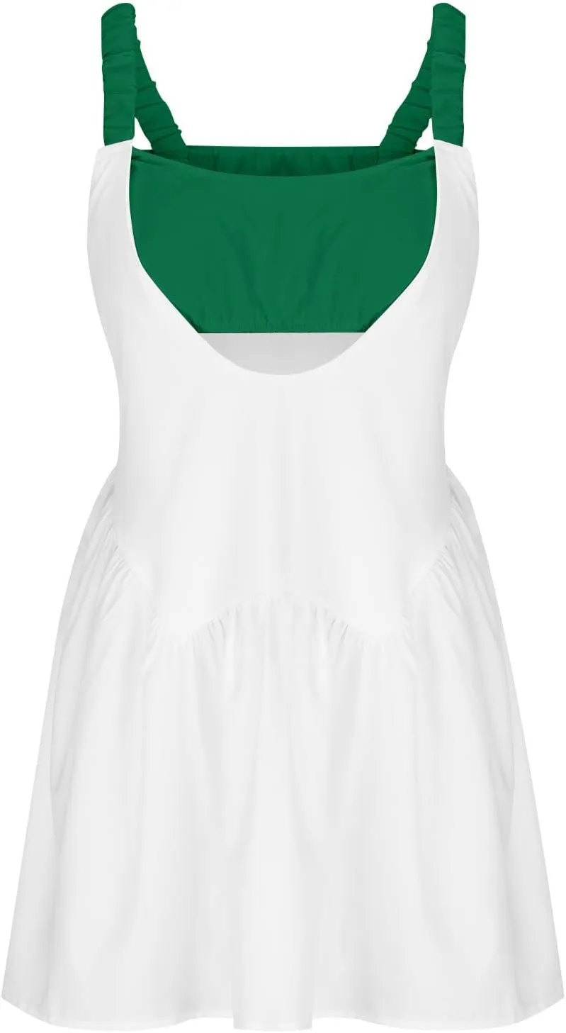Women's Sleeveless Tennis Dress Summer Dress 2024 Casual Color Block Mini Dress Beach Sundresses