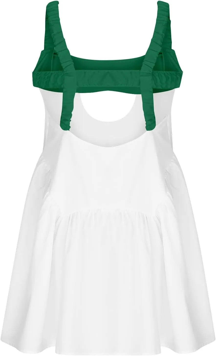 Women's Sleeveless Tennis Dress Summer Dress 2024 Casual Color Block Mini Dress Beach Sundresses