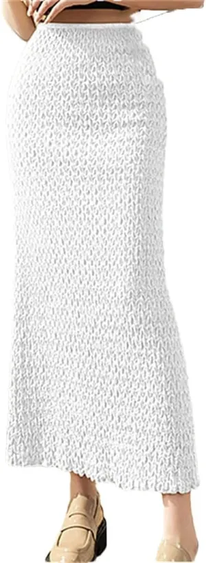 Women's Spring Summer Long Skirts Vintage High Waist Solid Color Pencil Skirts