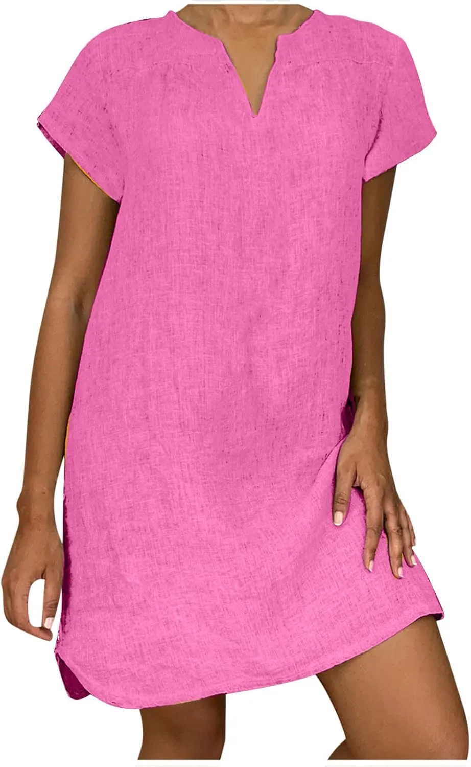 Womens Summer Cotton Linen Dress Sleeveless V Neck Loose Keen Length Long Dresses Comfy Casual Plus Size Maxi Dress