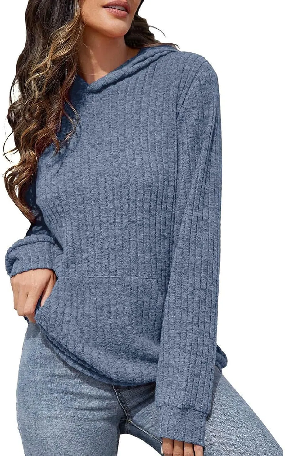 Womens Sweatshirt 2024 Oversized Hoodies Long Sleeve Shirts Kangaroo Pocket Fashion Knit Hoodies Fall Pullover Sweatshirts