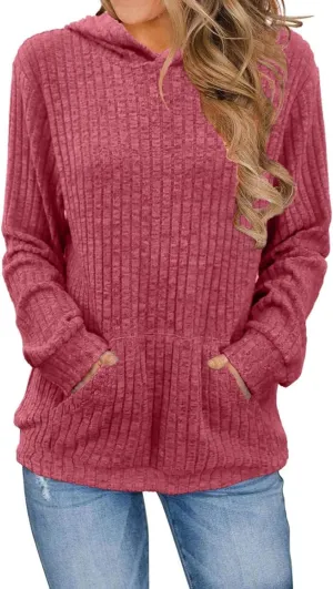 Womens Sweatshirt 2024 Oversized Hoodies Long Sleeve Shirts Kangaroo Pocket Fashion Knit Hoodies Fall Pullover Sweatshirts