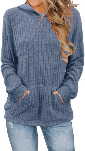 Womens Sweatshirt 2024 Oversized Hoodies Long Sleeve Shirts Kangaroo Pocket Fashion Knit Hoodies Fall Pullover Sweatshirts