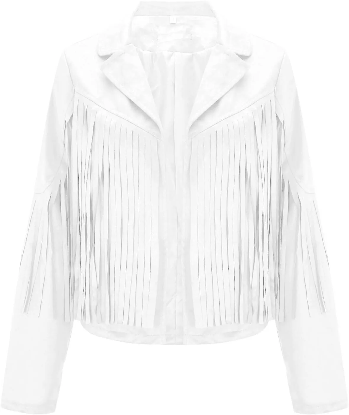 Womens Vintage Tassel Cropped Motor Biker Faux Suede Jackets Long Sleeve Hippie Boho Western Cowgirl Fringe Coat Outwear