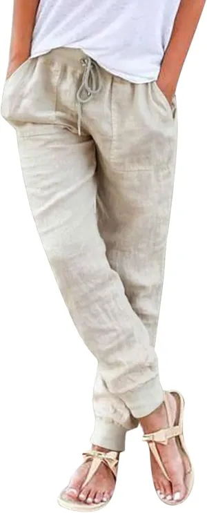 Womens Wide Leg Sweatpants Winter Joggers Work Thermal with Pockets Barrel Pants High Waisted