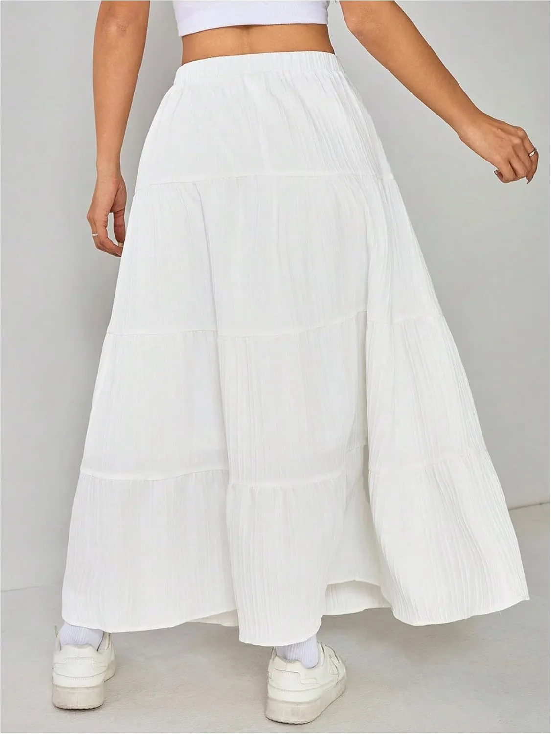 Women's Y2K Flowy Maxi Skirts Boho Ruffle High Waisted Bow Tie Front Summer Vacation A Line Long Skirts