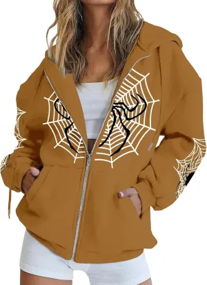 Womens Zip Up Hoodies Long Sleeve Oversized Sweatshirts Fleece Y2K Jacket 2024 Trendy Fall Outfits Cute Teens Clothes