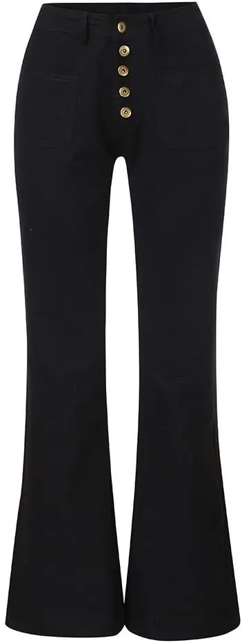 WUAI Plus Size Jeans for Women,Classic High Waist Bell Bottom Flare Jeans Stretch Fit Bootcut Jean Denim Pants