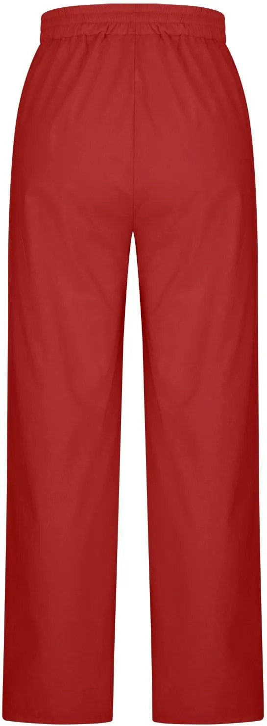 Xiaojmake Linen Pants Women Summer Boho Pants 2025 Casual Loose Drawstring Wide Leg Trousers High Waist Lounge Beach Pants