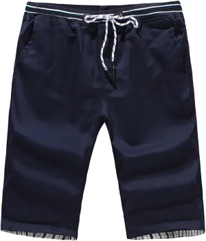 Ymosrh Men's Shorts Loose Shorts Solid Color Color-Blocking Fashion Casual Straight Five-Point Pants Shorts Casual