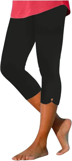 Yoga Capris for Women High Waist Leggings Casual Summer Cropped Pants Comfy Workout Pant Slim Trousers