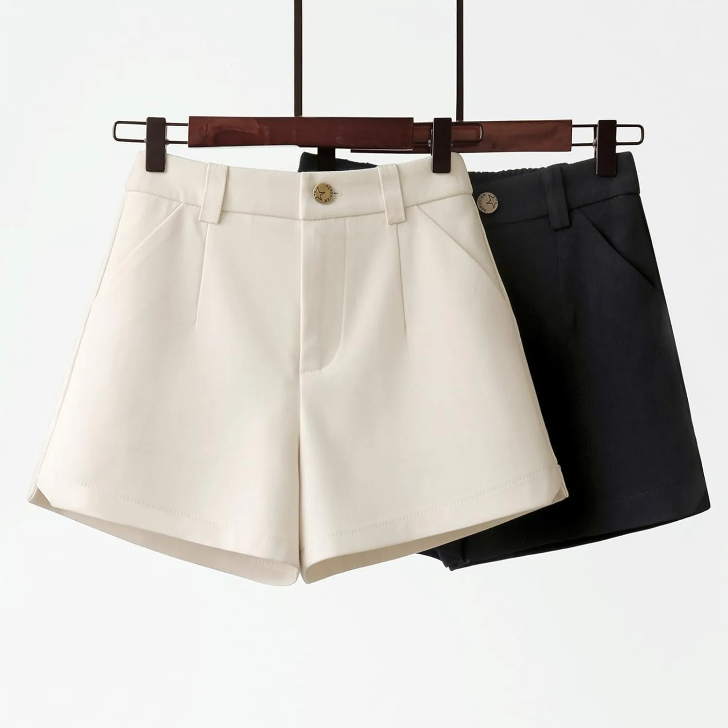 ZDRZK Trouser Shorts for Women High Waist Slim Wide Leg A-Line Business Shorts Elagant Outerwear Suit Casual Shorts Pants
