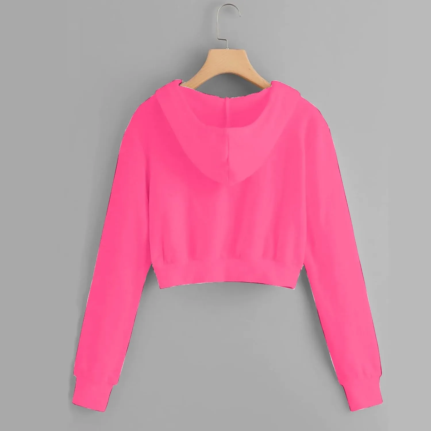 Zip up Hoodie Women Cropped Fashion Sweatshirt Drawstring Hoodies Casual Winter Jackets Long Sleeve Fall Tops 2024