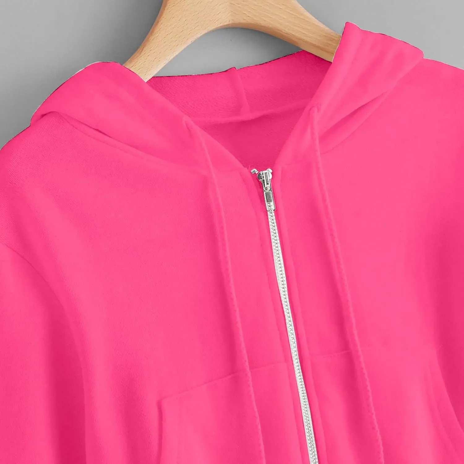 Zip up Hoodie Women Cropped Fashion Sweatshirt Drawstring Hoodies Casual Winter Jackets Long Sleeve Fall Tops 2024