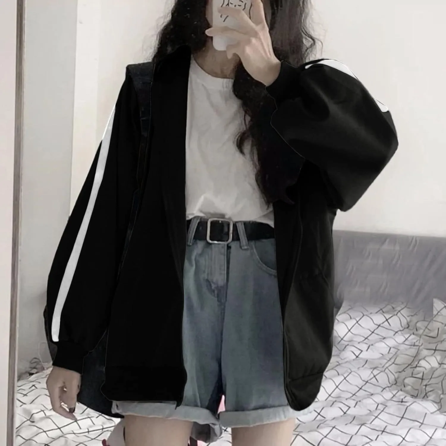 Zip Up Hoodies for Women Plus Size Oversized Aesthetic Grunge Cute Y2K Hoodies Teen Girls Trendy Baggy Sweatshirt