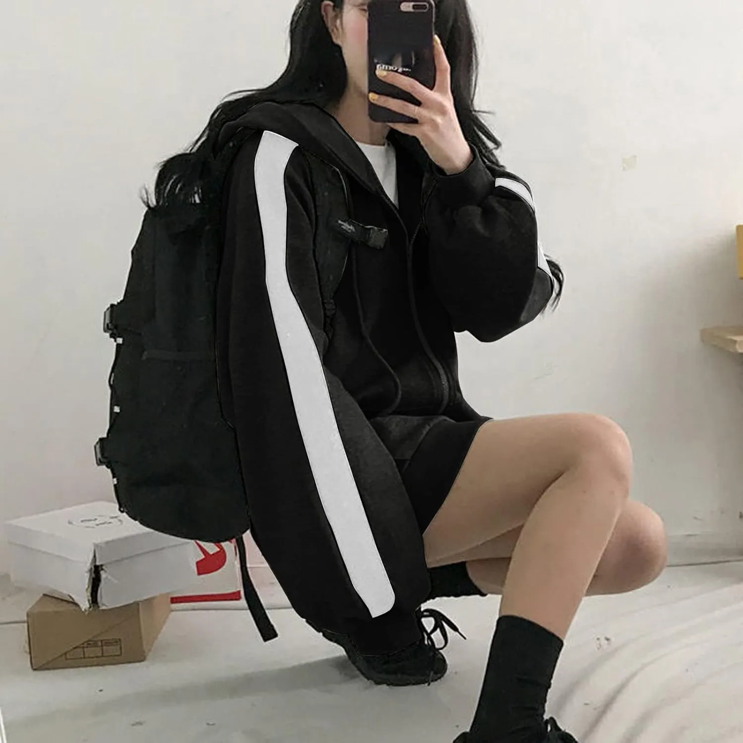 Zip Up Hoodies for Women Plus Size Oversized Aesthetic Grunge Cute Y2K Hoodies Teen Girls Trendy Baggy Sweatshirt