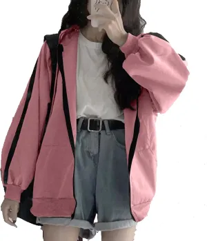Zip Up Hoodies for Women Plus Size Oversized Aesthetic Grunge Cute Y2K Hoodies Teen Girls Trendy Baggy Sweatshirt